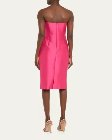 BADGLEY MISCHKA Strapless Bow-Front Mikado Midi Dress | Thumbnail 3
