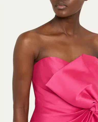 BADGLEY MISCHKA Strapless Bow-Front Mikado Midi Dress | Thumbnail 5