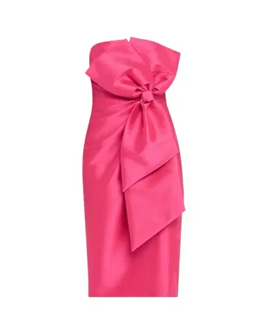 BADGLEY MISCHKA Strapless Bow-Front Mikado Midi Dress | Thumbnail 1
