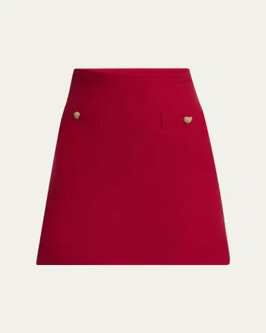 Valentino Garavani Heart Button Crepe Couture Mini Skirt | Thumbnail 5 Valentino Garavani Heart Button Crepe Couture Mini Skirt | Thumbnail 5