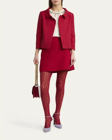 Valentino Garavani Heart Button Crepe Couture Mini Skirt | Thumbnail 6 Valentino Garavani Heart Button Crepe Couture Mini Skirt | Thumbnail 6