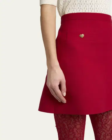 Valentino Garavani Heart Button Crepe Couture Mini Skirt | Thumbnail 9 Valentino Garavani Heart Button Crepe Couture Mini Skirt | Thumbnail 9