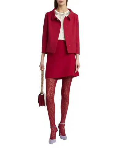 Valentino Garavani Heart Button Crepe Couture Mini Skirt | Thumbnail 1 Valentino Garavani Heart Button Crepe Couture Mini Skirt | Thumbnail 1