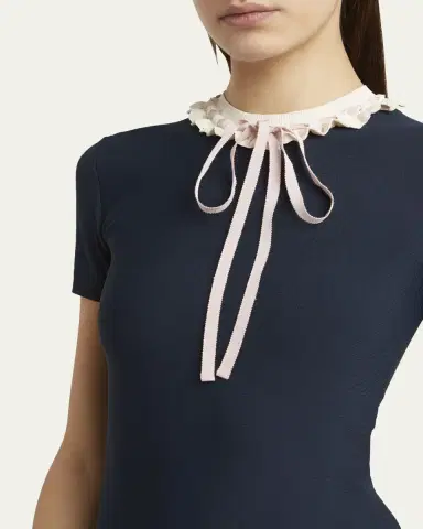 Valentino Garavani Ribbon Ruffle-Trim Knit Mini Dress | Thumbnail 3 Valentino Garavani Ribbon Ruffle-Trim Knit Mini Dress | Thumbnail 3