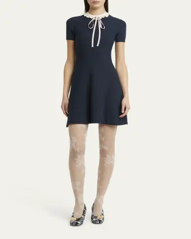 Valentino Garavani Ribbon Ruffle-Trim Knit Mini Dress | Thumbnail 5 Valentino Garavani Ribbon Ruffle-Trim Knit Mini Dress | Thumbnail 5