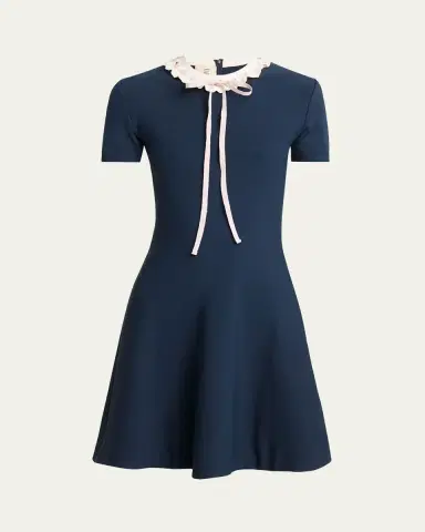Valentino Garavani Ribbon Ruffle-Trim Knit Mini Dress | Thumbnail 6 Valentino Garavani Ribbon Ruffle-Trim Knit Mini Dress | Thumbnail 6