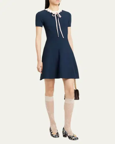 Valentino Garavani Ribbon Ruffle-Trim Knit Mini Dress | Thumbnail 7 Valentino Garavani Ribbon Ruffle-Trim Knit Mini Dress | Thumbnail 7