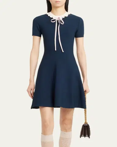 Valentino Garavani Ribbon Ruffle-Trim Knit Mini Dress | Thumbnail 9 Valentino Garavani Ribbon Ruffle-Trim Knit Mini Dress | Thumbnail 9