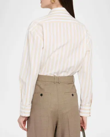 Saint Laurent Long-Sleeve Stripe Button-Down Blouse | Thumbnail 2 Saint Laurent Long-Sleeve Stripe Button-Down Blouse | Thumbnail 2