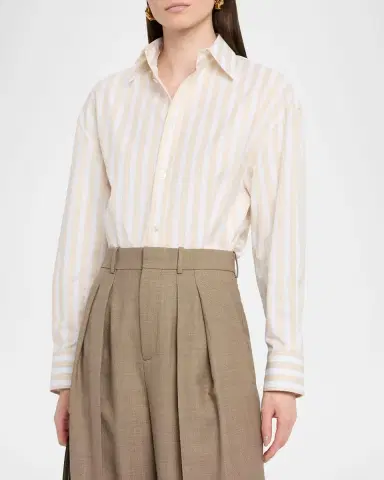 Saint Laurent Long-Sleeve Stripe Button-Down Blouse | Thumbnail 3 Saint Laurent Long-Sleeve Stripe Button-Down Blouse | Thumbnail 3