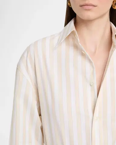 Saint Laurent Long-Sleeve Stripe Button-Down Blouse | Thumbnail 4 Saint Laurent Long-Sleeve Stripe Button-Down Blouse | Thumbnail 4