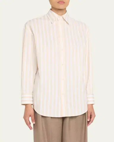 Saint Laurent Long-Sleeve Stripe Button-Down Blouse | Thumbnail 8 Saint Laurent Long-Sleeve Stripe Button-Down Blouse | Thumbnail 8
