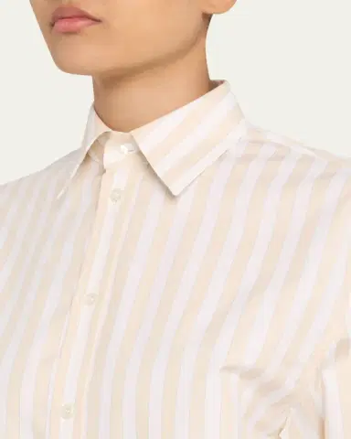 Saint Laurent Long-Sleeve Stripe Button-Down Blouse | Thumbnail 9 Saint Laurent Long-Sleeve Stripe Button-Down Blouse | Thumbnail 9