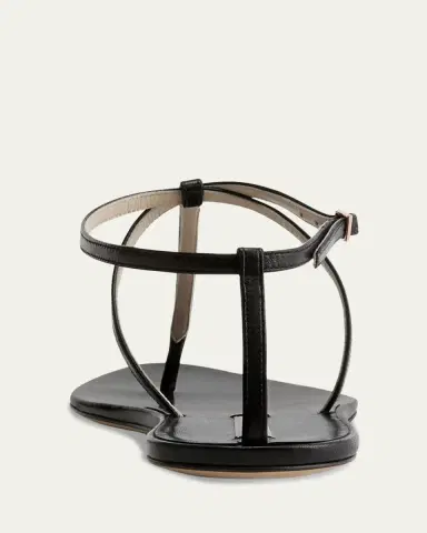 CHRISTEN Mono Leather T-Strap Flat Sandals | Thumbnail 2