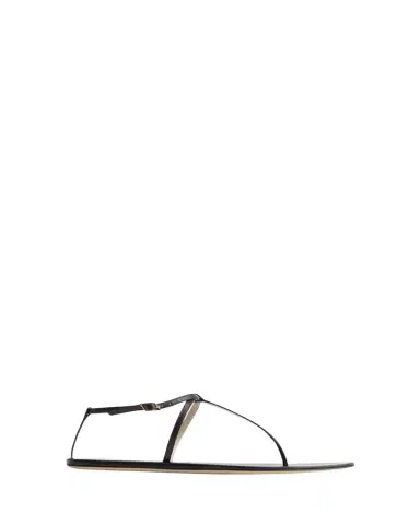 CHRISTEN Mono Leather T-Strap Flat Sandals | Thumbnail 1