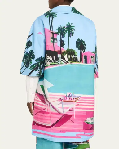 Libertine Poolside Printed 3/4-Sleeve Single-Breasted Coat | Thumbnail 3 Libertine Poolside Printed 3/4-Sleeve Single-Breasted Coat | Thumbnail 3