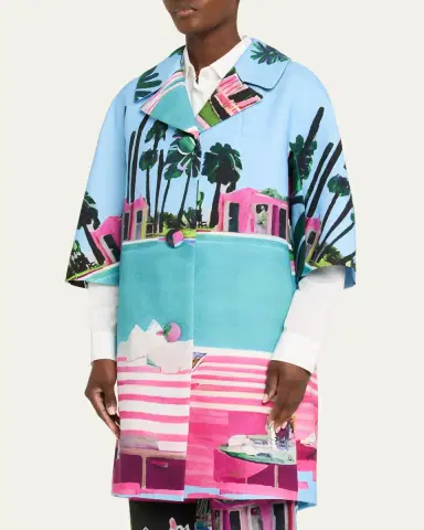 Libertine Poolside Printed 3/4-Sleeve Single-Breasted Coat | Thumbnail 4 Libertine Poolside Printed 3/4-Sleeve Single-Breasted Coat | Thumbnail 4