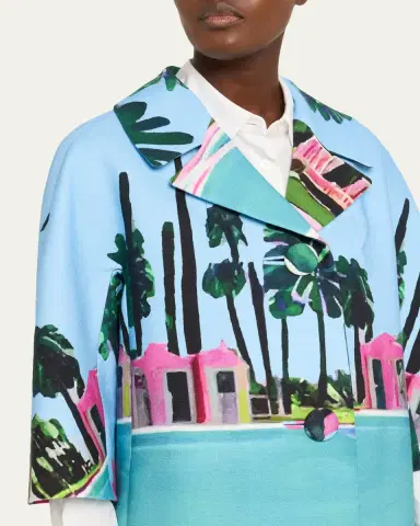 Libertine Poolside Printed 3/4-Sleeve Single-Breasted Coat | Thumbnail 5 Libertine Poolside Printed 3/4-Sleeve Single-Breasted Coat | Thumbnail 5