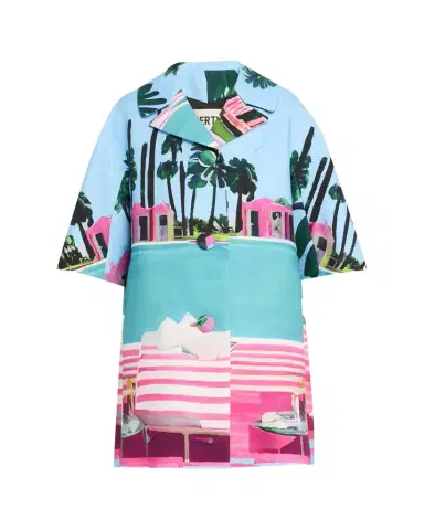 Libertine Poolside Printed 3/4-Sleeve Single-Breasted Coat | Thumbnail 1 Libertine Poolside Printed 3/4-Sleeve Single-Breasted Coat | Thumbnail 1
