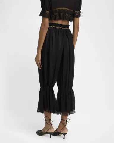 Chloé Drawstring Lace-Trim Cropped Pants | Thumbnail 2 Chloé Drawstring Lace-Trim Cropped Pants | Thumbnail 2