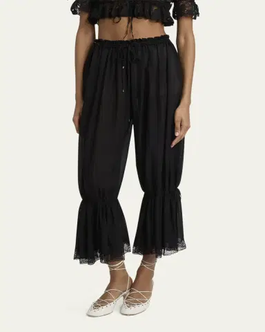 Chloé Drawstring Lace-Trim Cropped Pants | Thumbnail 8 Chloé Drawstring Lace-Trim Cropped Pants | Thumbnail 8