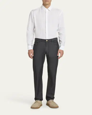 Giorgio Armani Men's Classic Solid Linen Sport Shirt | Thumbnail 2