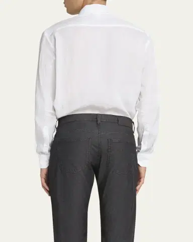 Giorgio Armani Men's Classic Solid Linen Sport Shirt | Thumbnail 11