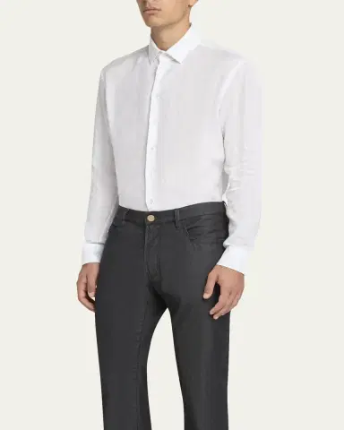 Giorgio Armani Men's Classic Solid Linen Sport Shirt | Thumbnail 12
