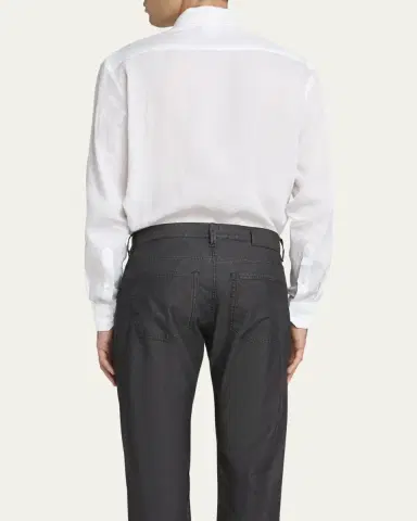 Giorgio Armani Men's Classic Solid Linen Sport Shirt | Thumbnail 3