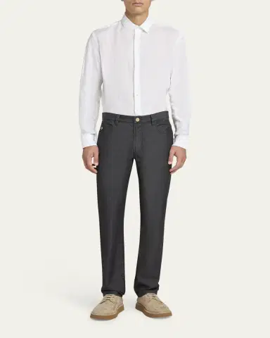 Giorgio Armani Men's Classic Solid Linen Sport Shirt | Thumbnail 5