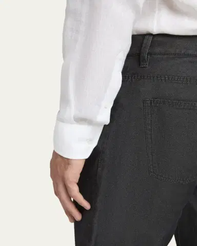 Giorgio Armani Men's Classic Solid Linen Sport Shirt | Thumbnail 8