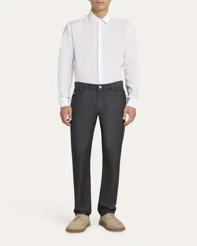 Giorgio Armani Men's Classic Solid Linen Sport Shirt | Thumbnail 10
