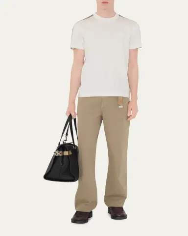 Burberry Men's Check Shoulder-Tape T-Shirt | Thumbnail 7