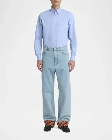 Valentino Garavani Men's Oxford Button-Collar Dress Shirt | Thumbnail 2 Valentino Garavani Men's Oxford Button-Collar Dress Shirt | Thumbnail 2