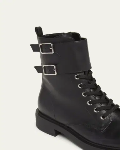 Gianvito Rossi Leather Buckle Cuff Combat Booties | Thumbnail 3
