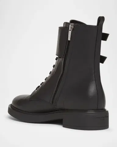 Gianvito Rossi Leather Buckle Cuff Combat Booties | Thumbnail 4