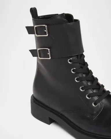 Gianvito Rossi Leather Buckle Cuff Combat Booties | Thumbnail 5