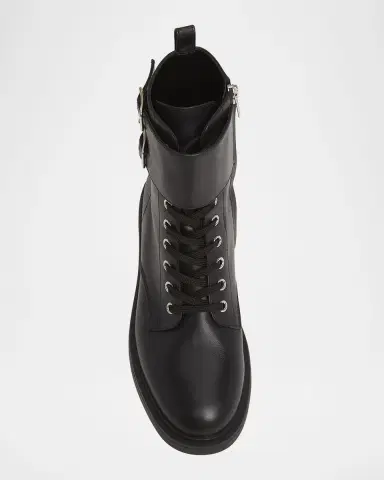 Gianvito Rossi Leather Buckle Cuff Combat Booties | Thumbnail 6