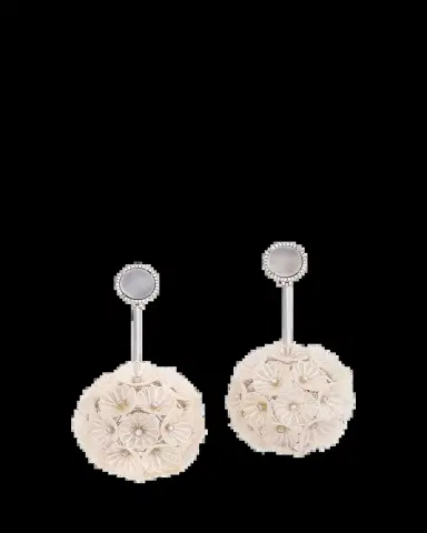 Silvia Furmanovich 18K White Gold Dandelion Horsehair Earrings with Diamonds and Moonstone | Thumbnail 2 Silvia Furmanovich 18K White Gold Dandelion Horsehair Earrings with Diamonds and Moonstone | Thumbnail 2