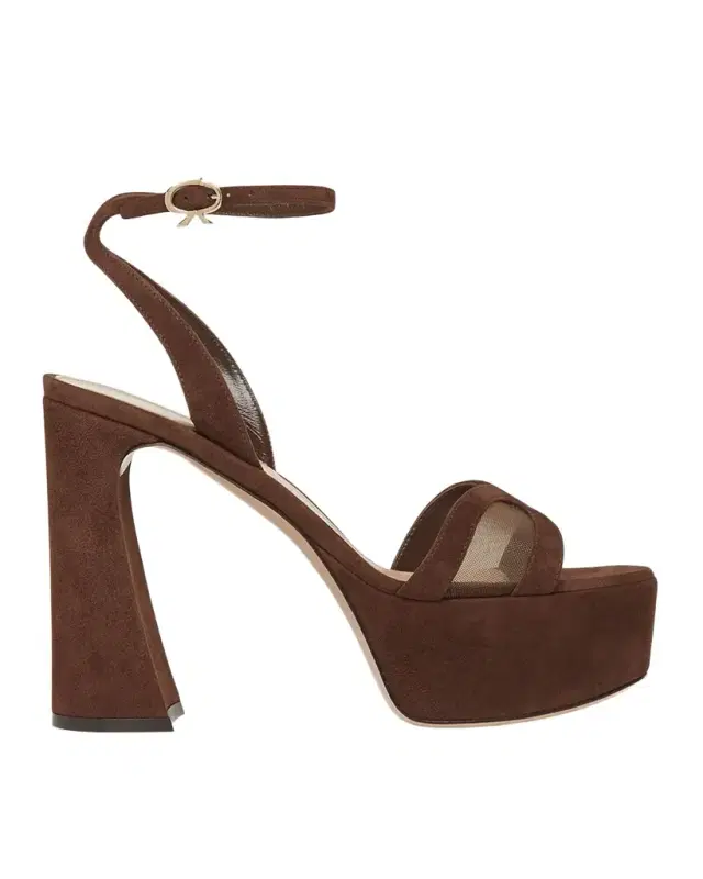 Suede Mesh Platform Sandals