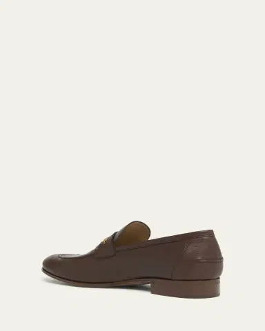 Valentino Garavani Men's Leather VLogo Chain Bit Loafers | Thumbnail 4