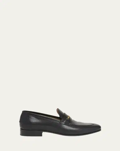 Valentino Garavani Men's Leather VLogo Chain Bit Loafers | Thumbnail 6