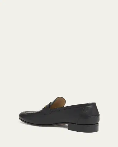 Valentino Garavani Men's Leather VLogo Chain Bit Loafers | Thumbnail 9