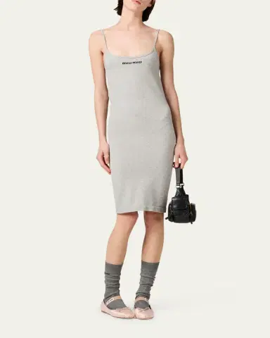 Miu Miu Knee-Length Rib Tank Dress | Thumbnail 3 Miu Miu Knee-Length Rib Tank Dress | Thumbnail 3