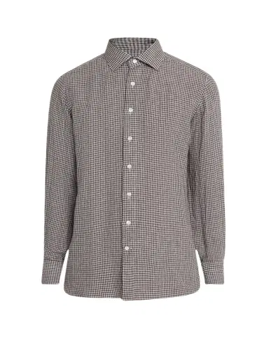 100Hands Men's Linen Gingham Check Casual Button-Down Shirt | Thumbnail 1