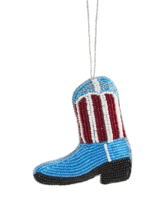 Beaded Boot Christmas Ornament