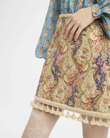 Valentino Garavani Embellished Tassel-Trim Piquet Mini Skirt | Thumbnail 3 Valentino Garavani Embellished Tassel-Trim Piquet Mini Skirt | Thumbnail 3