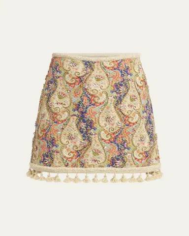 Valentino Garavani Embellished Tassel-Trim Piquet Mini Skirt | Thumbnail 4 Valentino Garavani Embellished Tassel-Trim Piquet Mini Skirt | Thumbnail 4
