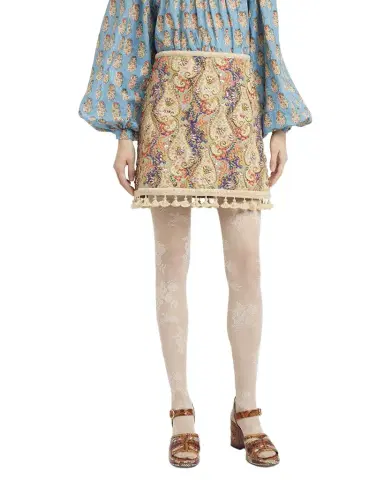 Valentino Garavani Embellished Tassel-Trim Piquet Mini Skirt | Thumbnail 1 Valentino Garavani Embellished Tassel-Trim Piquet Mini Skirt | Thumbnail 1