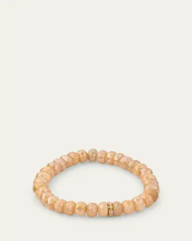 Sydney Evan 14K Pink Opal and Diamond Bezel 8mm Rondelle on Moonstone Bracelet | Thumbnail 4 Sydney Evan 14K Pink Opal and Diamond Bezel 8mm Rondelle on Moonstone Bracelet | Thumbnail 4